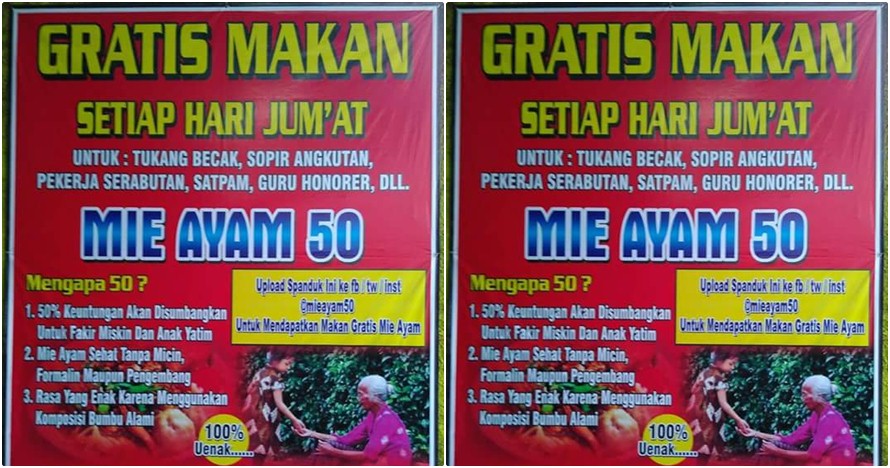 Makan di warung mi ayam ini gratis tiap hari Jumat, minat coba?