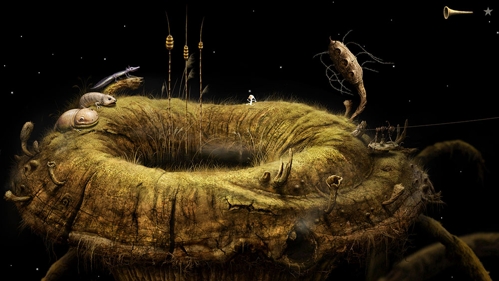 10 Ilustrasi kehidupan di 9 planet asing dalam game Samorost 3, keren