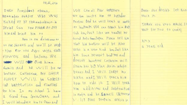 Surat anak 6 tahun untuk Obama tentang pengungsi Suriah ini buat haru