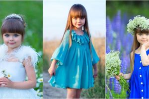 Mata biru dengan pipi merah merona, bocah ini wajahnya mirip boneka