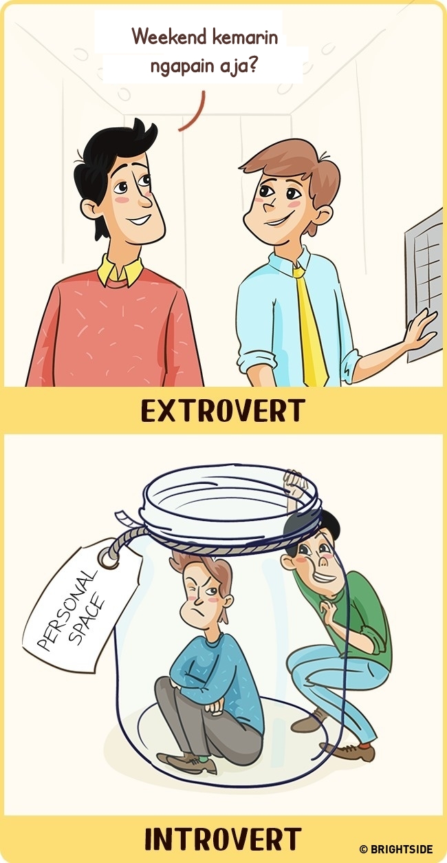 12 Ilustrasi beda orang introvert dan ekstrovert menjalani hidup
