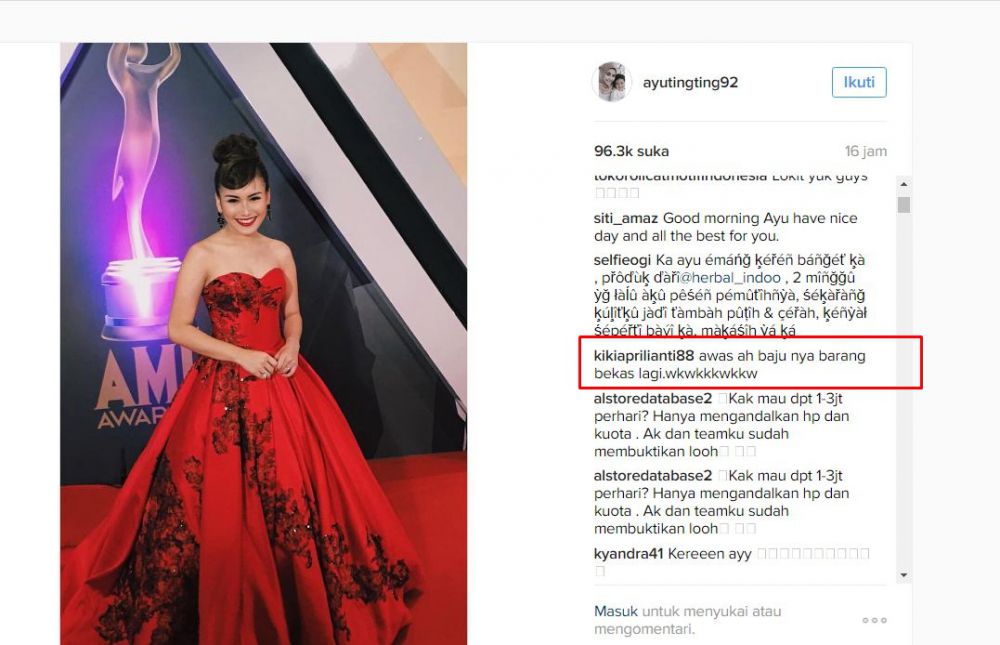 Komentar Gaun Ayu © 2016 brilio.net Komentar Gaun Ayu © 2016 brilio.net