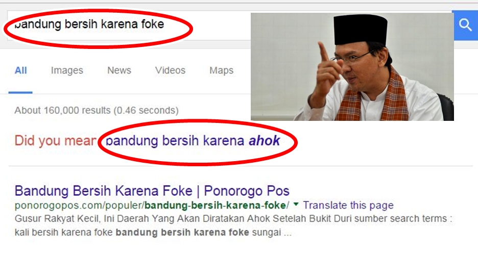 Ini penjelasan 'Did you mean: sungai bersih karena Ahok?' di Google
