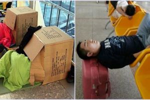 17 Pose orang tidur di bandara ini bikin geleng-geleng kepala