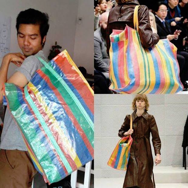 Mirip kantung belanja ke pasar, desain tas branded ini jadi lelucon