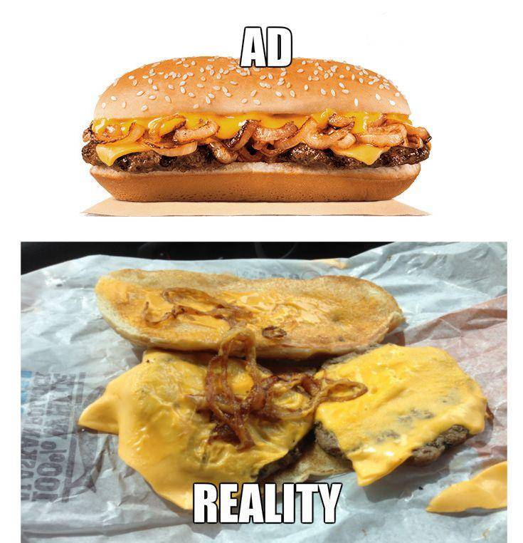 Lagi, 22 iklan vs real makanan cepat saji bikin bibirmu makin manyun