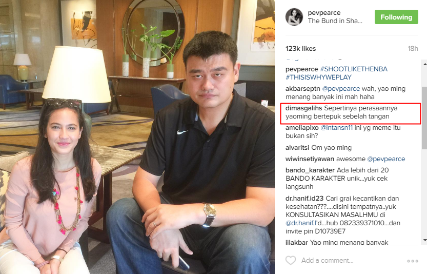 10 Komentar netizen di foto Pevita bareng Yao Ming ini bikin ngakak
