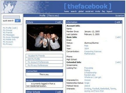 Begini tampilan Facebook saat pertama kali dibuat, kamu masih ingat?