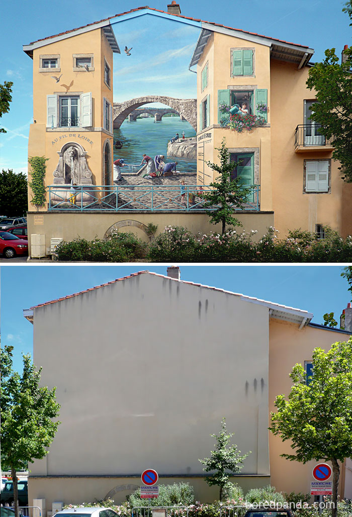 16 Foto before-after ini tunjukkan mural bisa mengecohmu