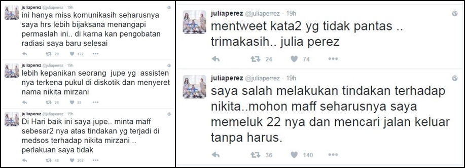 julia perez minta maaf kepada nikita mirzani © 2016 instagram/twitter julia perez minta maaf kepada nikita mirzani © 2016 instagram/twitter