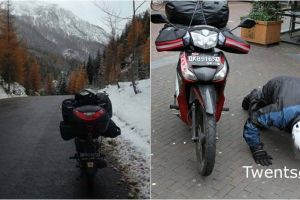Nggak nyangka, bule ini mudik ke Belanda dari Bali naik sepeda motor