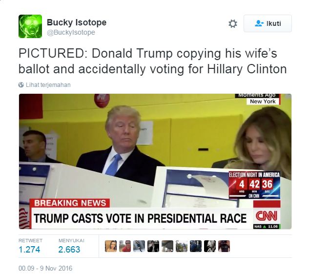 11 Reaksi netizen saat Trump ketahuan intip istrinya di bilik suara