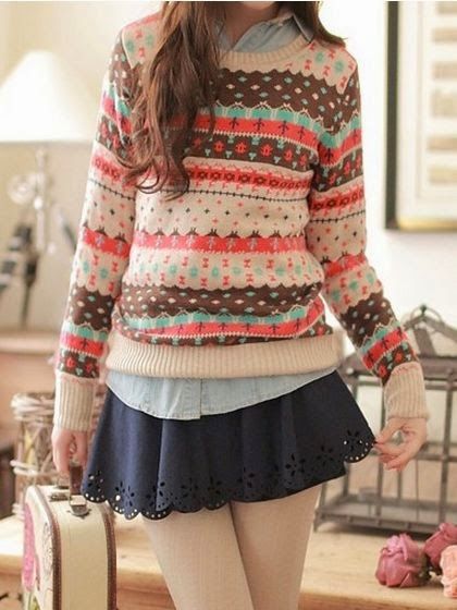 padu padan sweater dan rok © 2016 pinterest.com