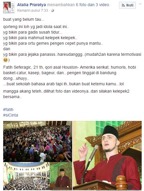 Status menghebohkan istri Kang Emil soal Fatih Seferagic di Bandung