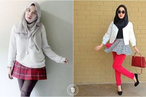 15 Padu padan rok mini untuk hijaber, bisa dicoba nih
