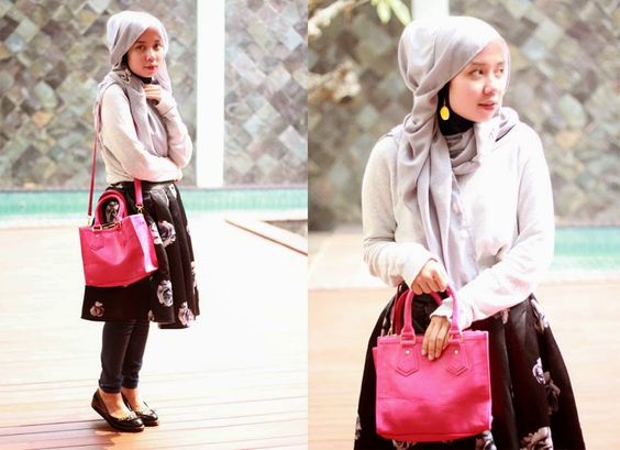 15 Padu padan rok mini untuk hijaber, bisa dicoba nih