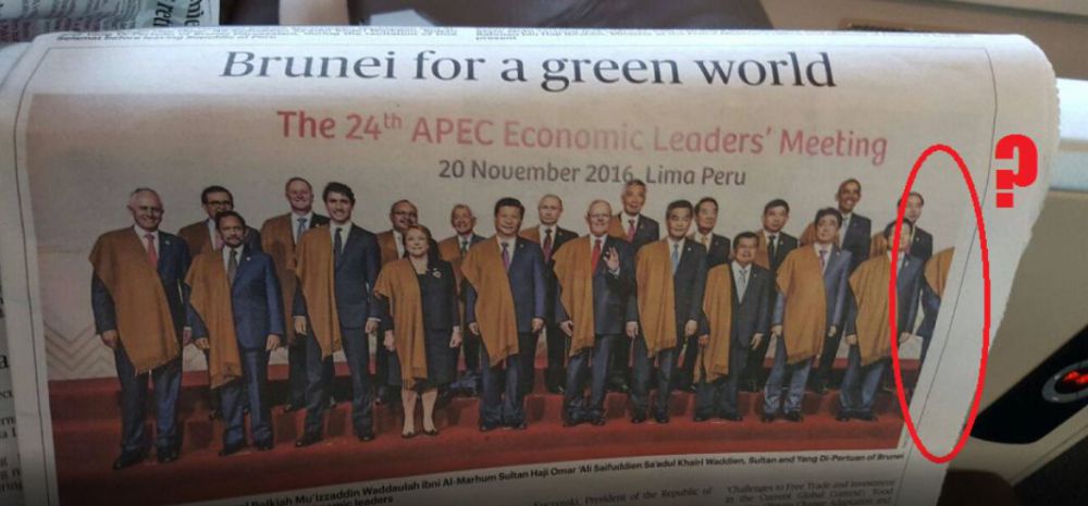 Heboh, foto Najib Razak di pertemuan APEC dipotong Koran Brunei