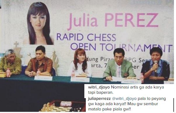 Julia Perez jadi Duta Catur, 8 komentar netizen ini buat geleng kepala
