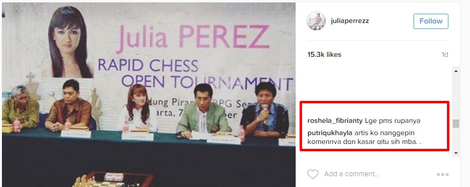 Julia Perez jadi Duta Catur, 8 komentar netizen ini buat geleng kepala
