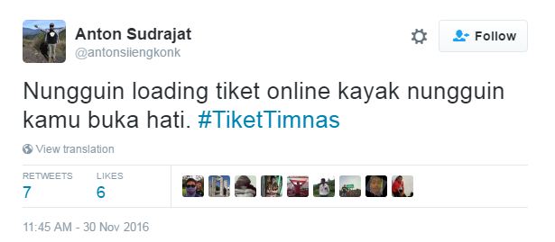 penyebab netizen kecewa tiket timnas © 2016 Twitter