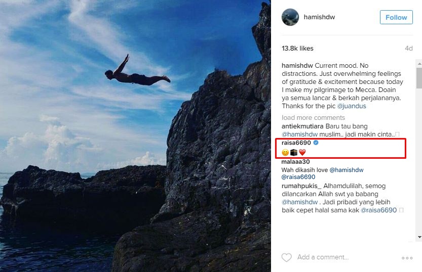 4 Komentar romantis Raisa di Instagram Hamish Daud, bikin ikutan baper