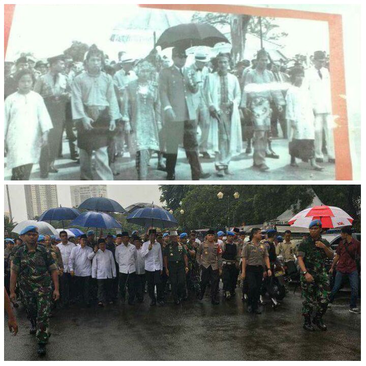 Heboh foto Jokowi di Aksi Super Damai ternyata persis foto Soekarno