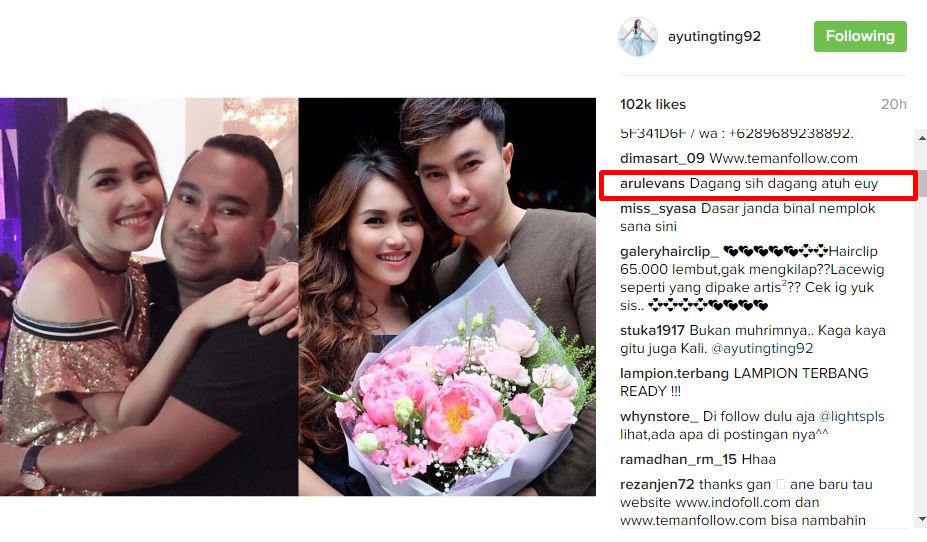 Komentar netizen untuk Ayu Ting Ting 8 © 2016 brilio.net