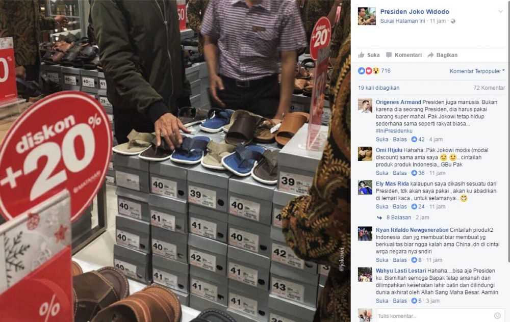 Jokowi pamer sandal baru, netizen heboh