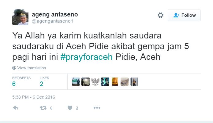 Gempa bumi 6,5 SR guncang Aceh, netizen ramai-ramai mendoakan