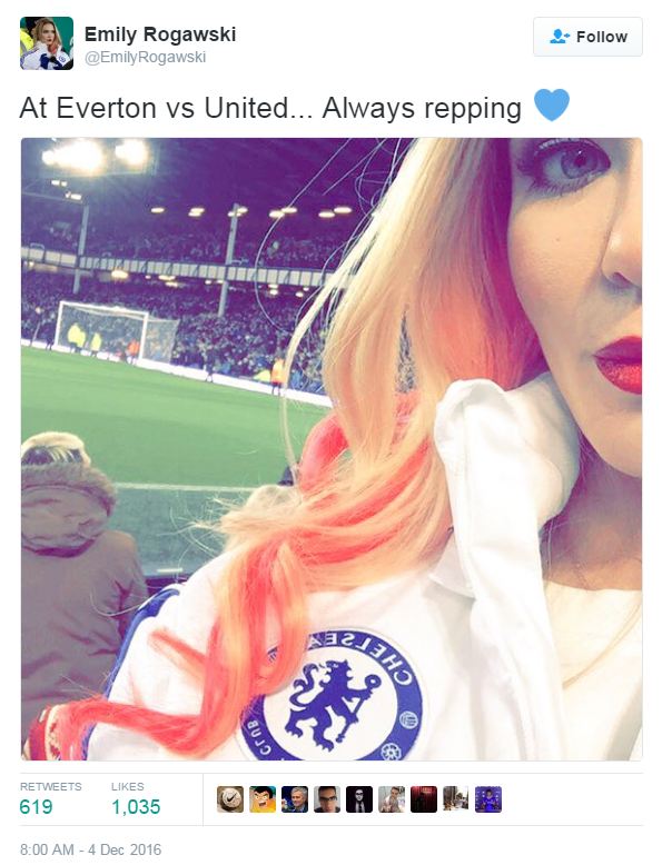Ini sosok cewek misterius berjaket Chelsea di pertandingan Everton-MU