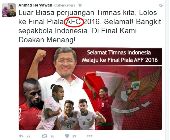 Gubernur Jawa Barat salah tulis ucapan selamat ke Timnas, kok bisa?
