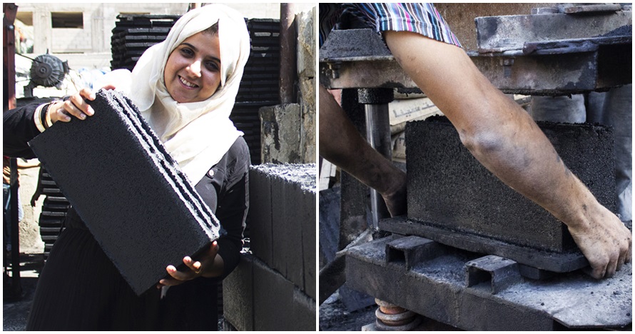 Dua gadis ini buat batu bata dari abu konflik di Gaza, inspiratif