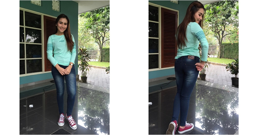 Gaya Ayu Ting Ting promosi celana jeans ini bikin netizen gagal fokus