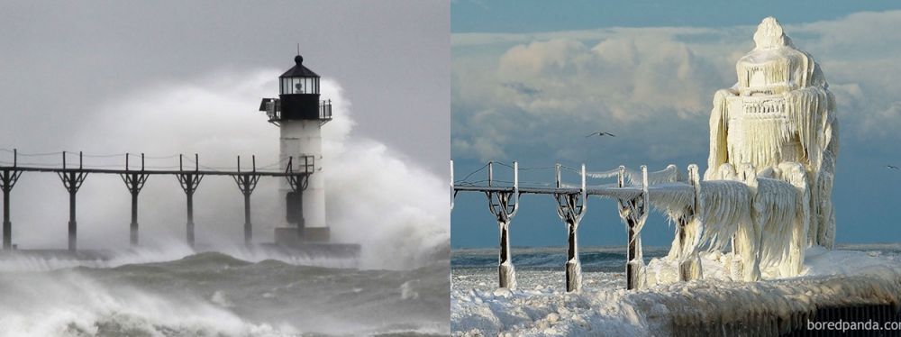sebelum dan sesudah musim salju © 2016 boredpanda.com