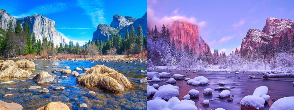 sebelum dan sesudah musim salju © 2016 boredpanda.com