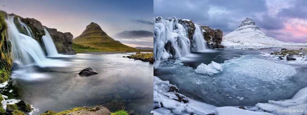 sebelum dan sesudah musim salju © 2016 boredpanda.com