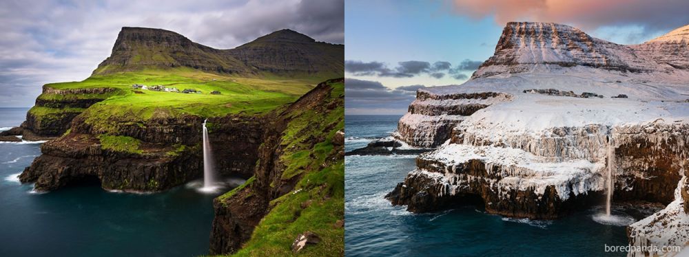 sebelum dan sesudah musim salju © 2016 boredpanda.com