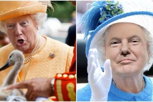 12 Foto editan wajah Trump di badan Ratu Inggris ini bikin melongo