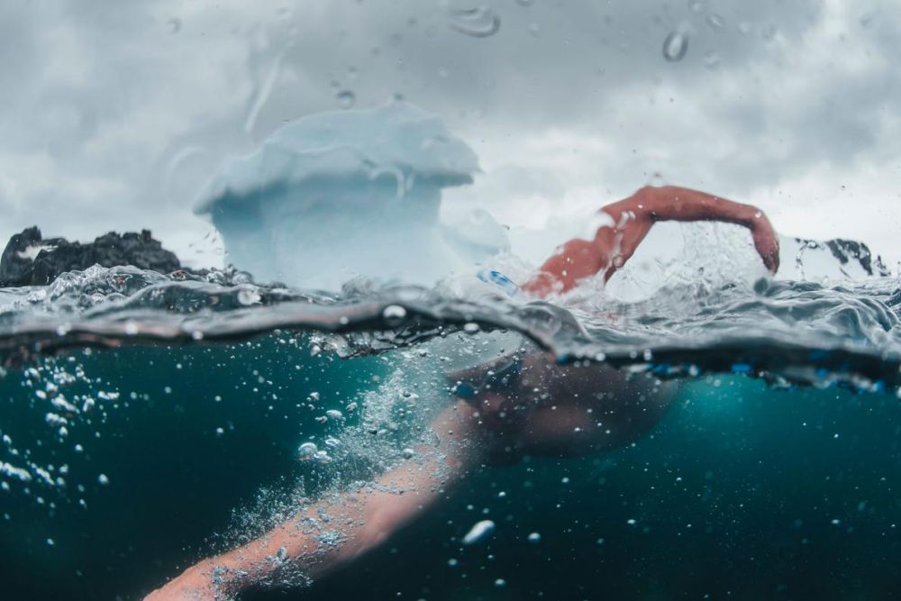 Kampanye selamatkan lingkungan, atlet ini berenang di Antartika