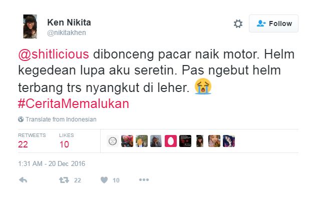 Cerita Memalukan © 2016 Twitter Cerita Memalukan © 2016 Twitter