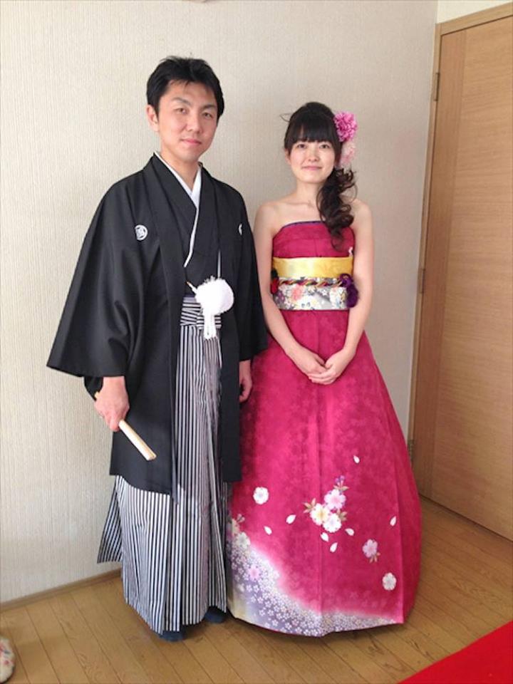Cantik dan elegan, kimono diubah menjadi gaun pengantin modern