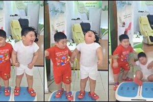 Video dua anak mainan di mesin pembakar lemak ini bikin ketawa keras
