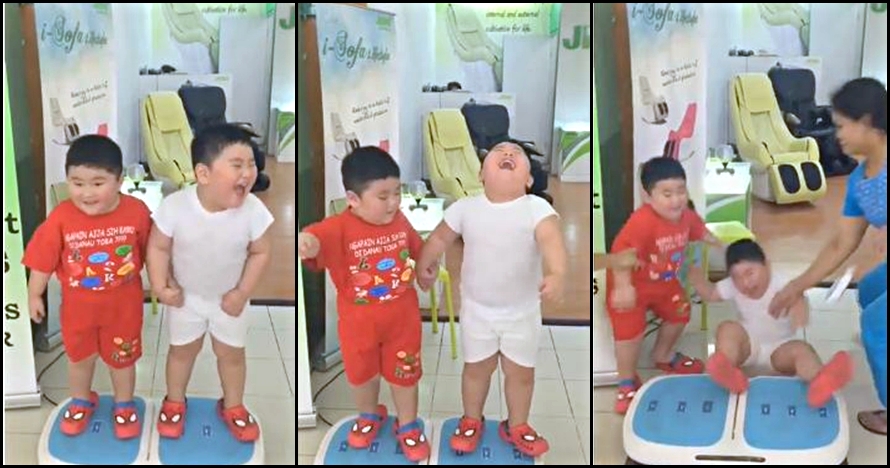 Video dua anak mainan di mesin pembakar lemak ini bikin ketawa keras