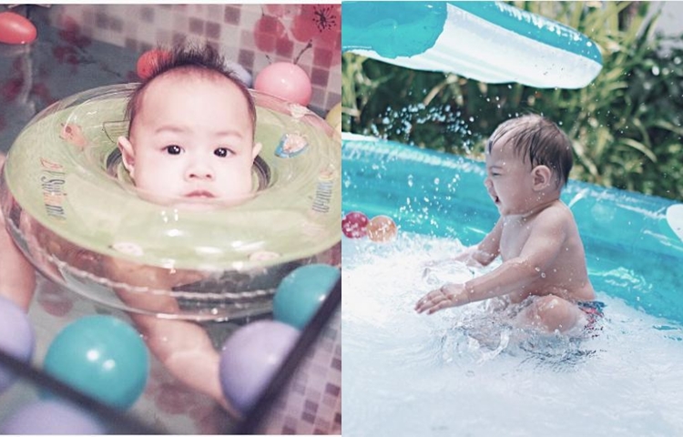 Lucunya ekspresi 7 bayi artis saat berenang ini bikin gemas
