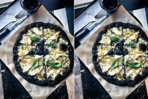Pizza ini biar hitam legam tapi rasanya bikin lidah bergoyang