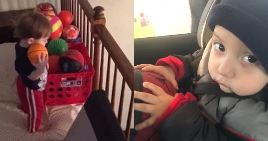 Aksi bayi lempar bola ke ring ini selalu tepat sasaran, bikin takjub