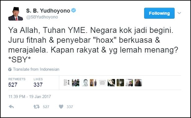 cuitan sby di medsos ini baper abis © 2017 twitter