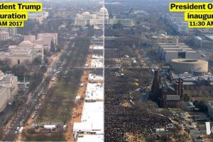 Foto perbandingan massa saat pelantikan presiden AS, banyak siapa ya?