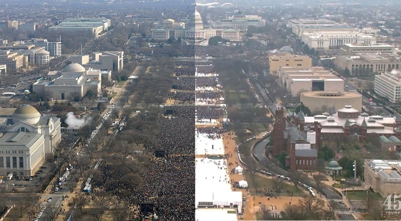 Foto perbandingan massa saat pelantikan presiden AS, banyak siapa ya?
