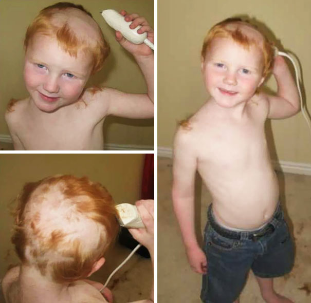 12 Foto saat anak potong rambut mereka sendiri, fail banget